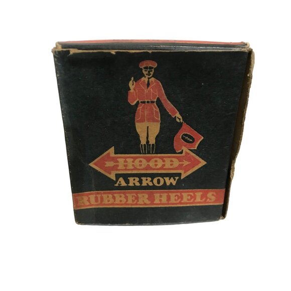 Vintage Hood Arrow Rubber Heels Size 10-11 Black New Old Stock - Picture 1 of 8